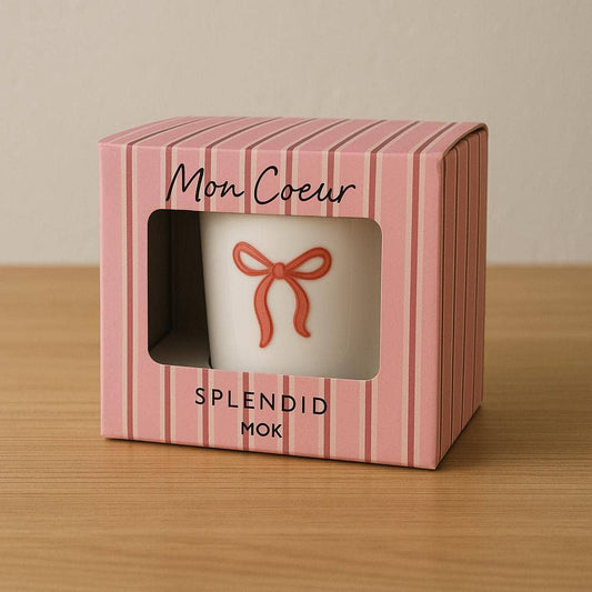 Mugs en céramique blanche Splendid avec imprimé ruban dans une boîte cadeau