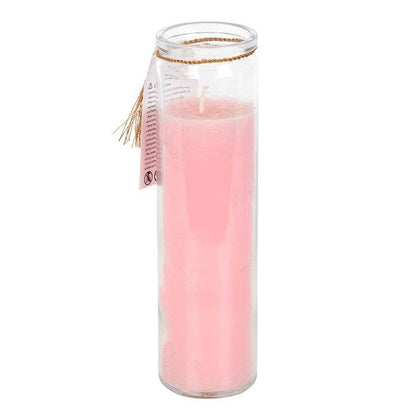Bougie Tube Rose Mystique avec Cristaux de Quartz Rose