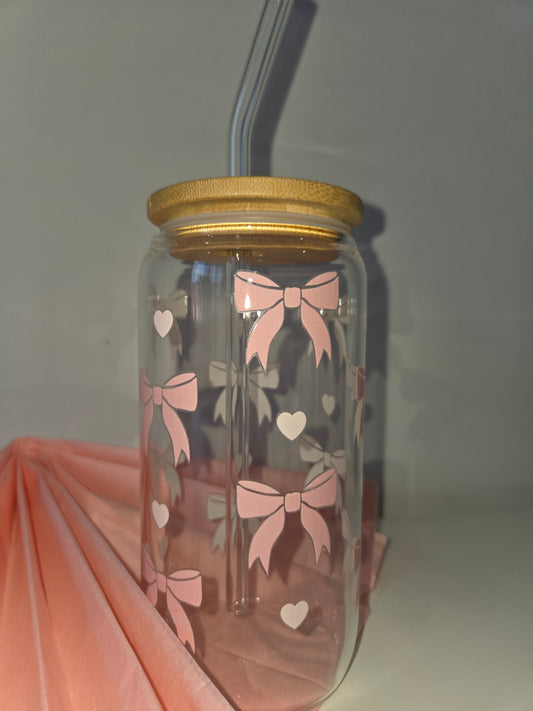 Tasse en verre Nœud rose