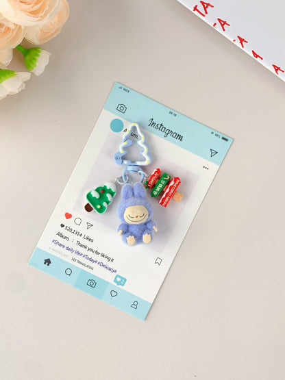 Porte-clés de Noël Labubu pour filles, ornements de Noël: Rose