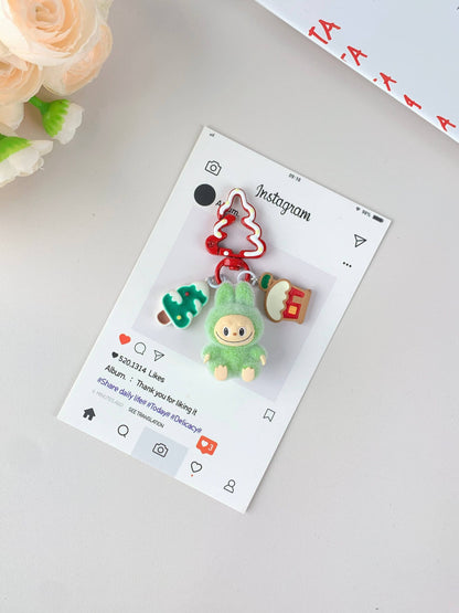 Porte-clés de Noël Labubu pour filles, ornements de Noël: Rose