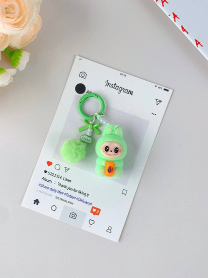 Porte-clés mignon Labubu en vente pour filles, accessoire de clé de voiture: Rose