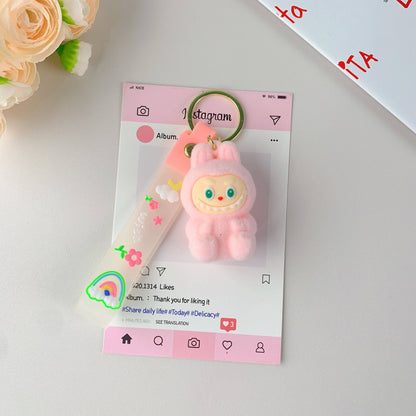 Porte-clés mignon Labubu très populaire pour filles – Charm de sac: Rose