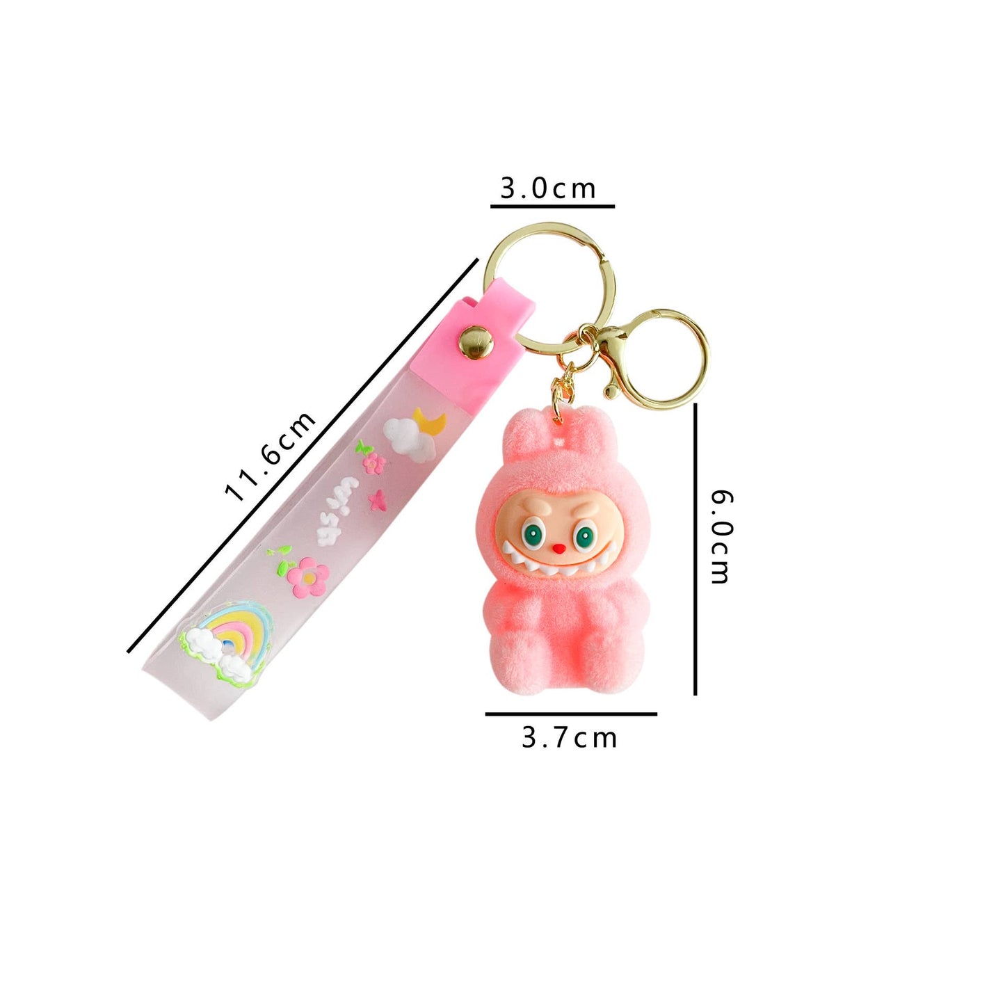 Porte-clés mignon Labubu très populaire pour filles – Charm de sac: Rose