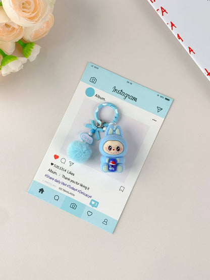 Porte-clés mignon Labubu en vente pour filles, accessoire de clé de voiture: Rose