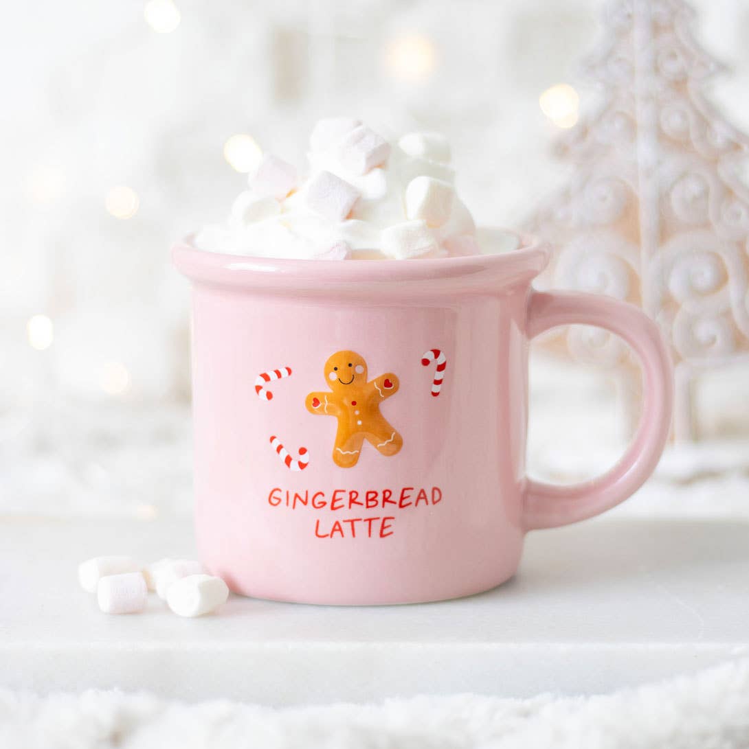Tasse de Noël au lait d'épice rose