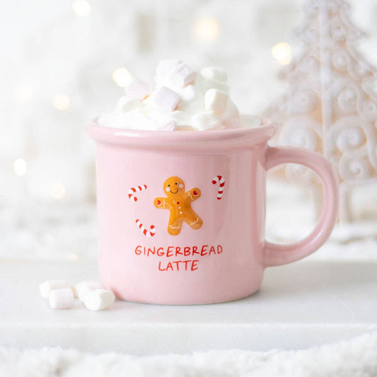 Tasse de Noël au lait d'épice rose