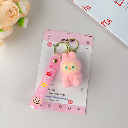 Porte-clés mignon Labubu très populaire pour filles – Charm de sac: Rose